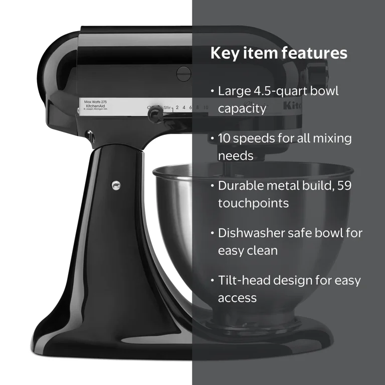 KitchenAid Classic Series 4.5 Quart Tilt-Head Stand Mixer, Onyx