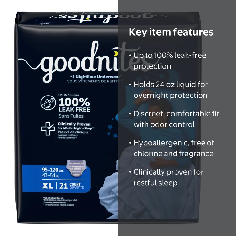 Goodnites Boys Absorbent Disposable Nighttime Bedwetting Underwear Goodnites Boys Absorbent Disposable Nighttime Bedwetting Underwear
