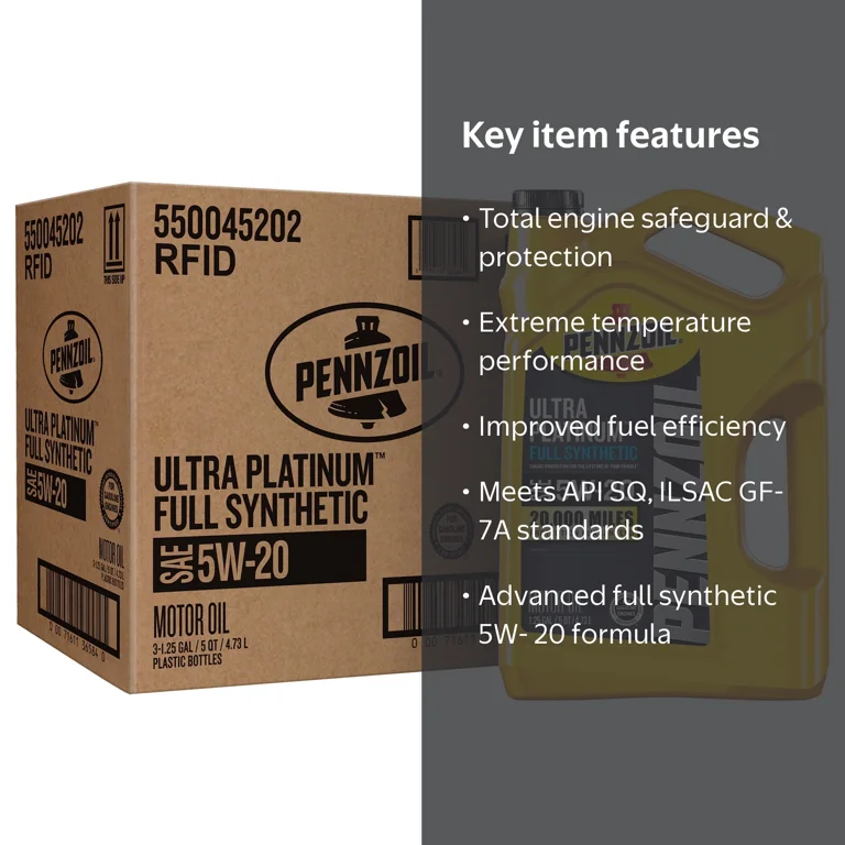 Pennzoil, Full Synthetic Motor Oil, 5W-20, 5 Quart 3pk - Walmart.com