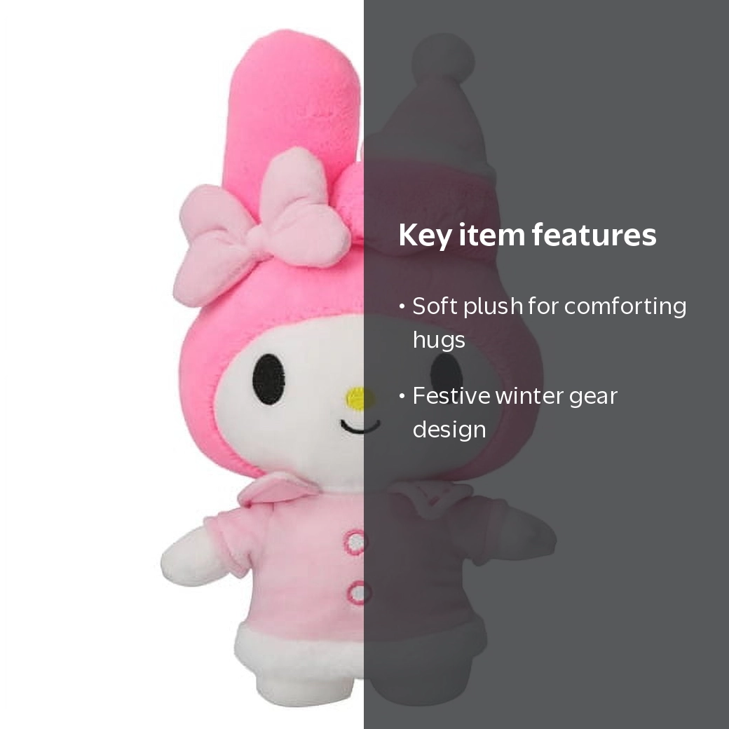Sanrio My Melody Holiday Plush, 12-Inch Pink Outfit Doll