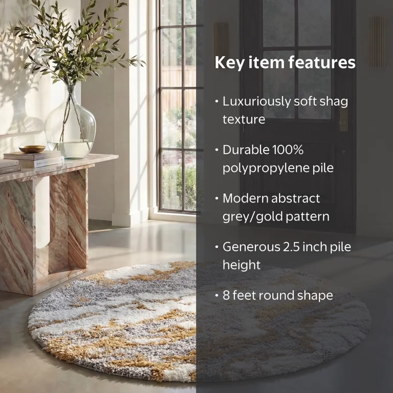 SAFAVIEH Horizon Shag Collection HZN890D Abstract Area Grey / Gold