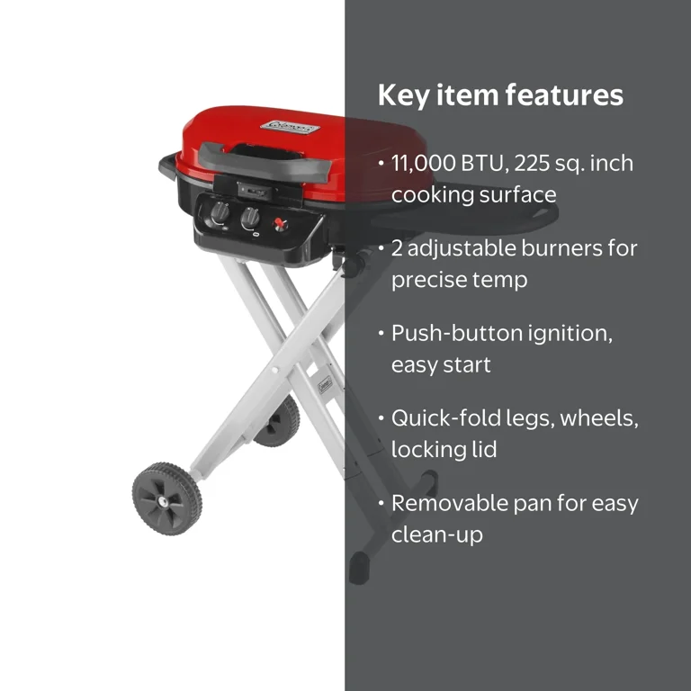 Coleman, Standup Propane Gas Grill, 225 sq in, Red - Walmart.com