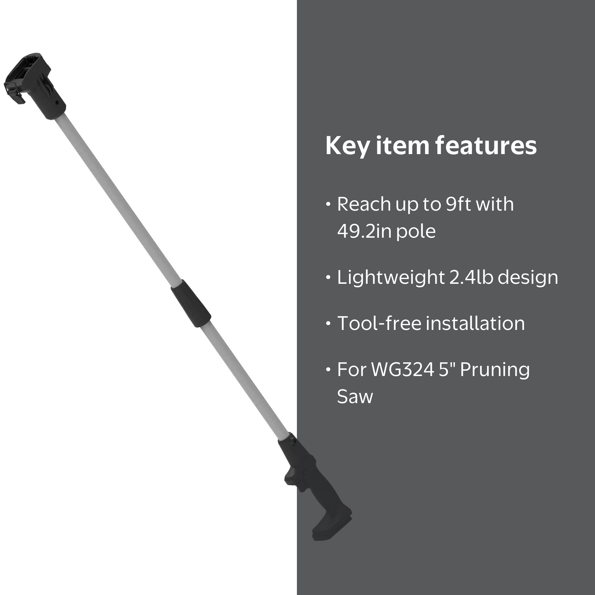 Worx, Pruning Saw Extension Pole, WA4300, Black, 9ft Reach
