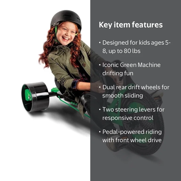 Huffy, Kids Drift Trike, 16‚Äù Green Machine, Green/Black