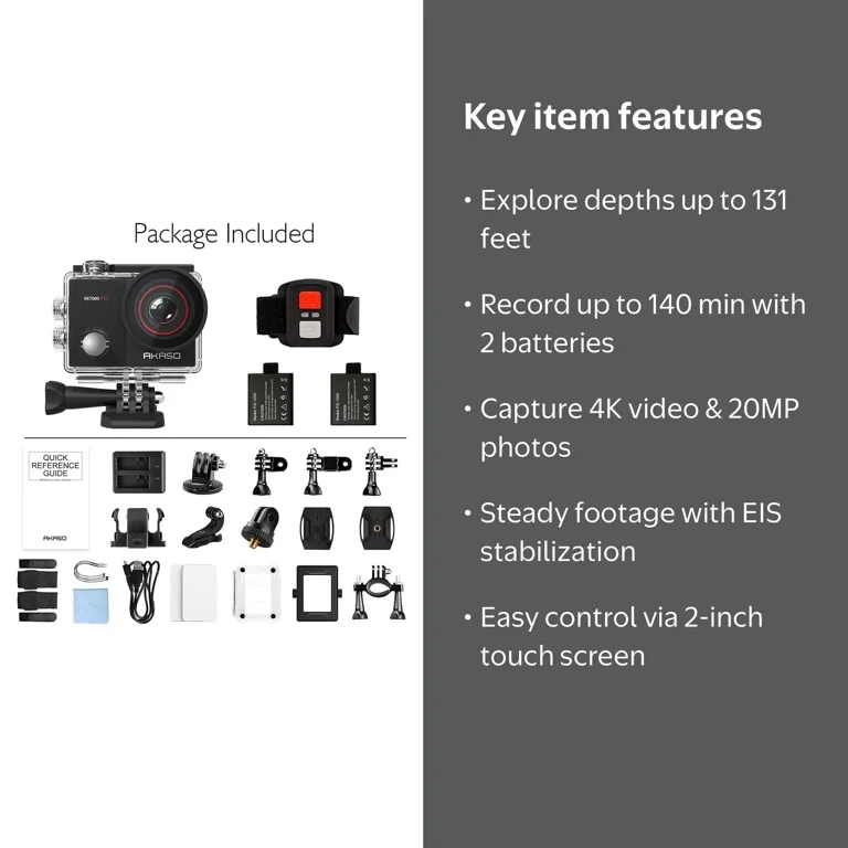 AKASO, Action Camera, EK7000 Pro, 4K30fps Waterproof Underwater