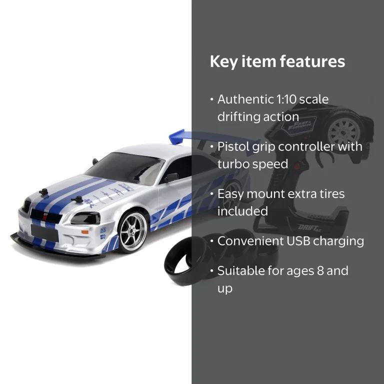 Jada Toys Fast & Furious 1:10 Drift RC 2002 Nissan Skyline GT-R