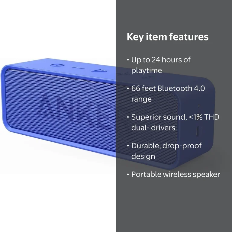 Anker SoundCore Portable Bluetooth Speaker, Blue, New - Walmart.com