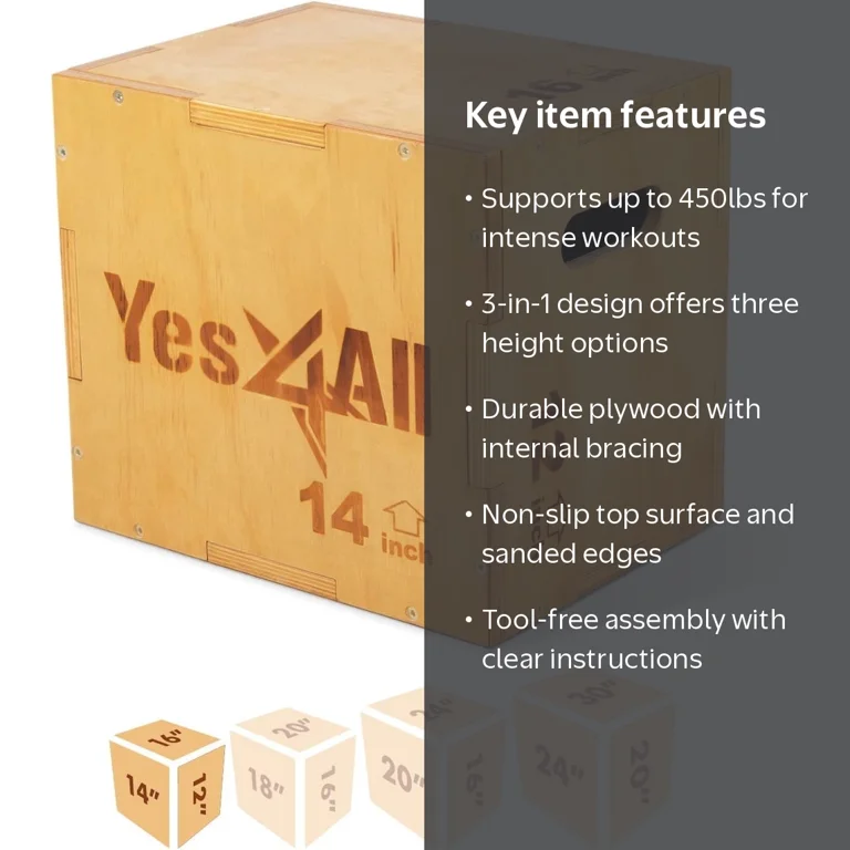 Yes4All Wooden Plyo Box, 16