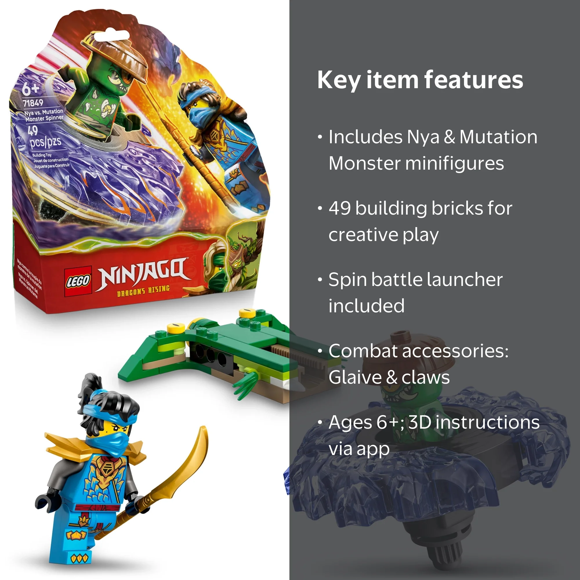 LEGO, NINJAGO Nya vs. Mutation Monster Spinner Toy, 71849, for