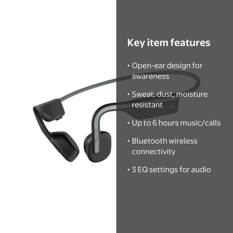 AfterShokz, OpenMove Wireless Bone Conduction Headphones, Slate
