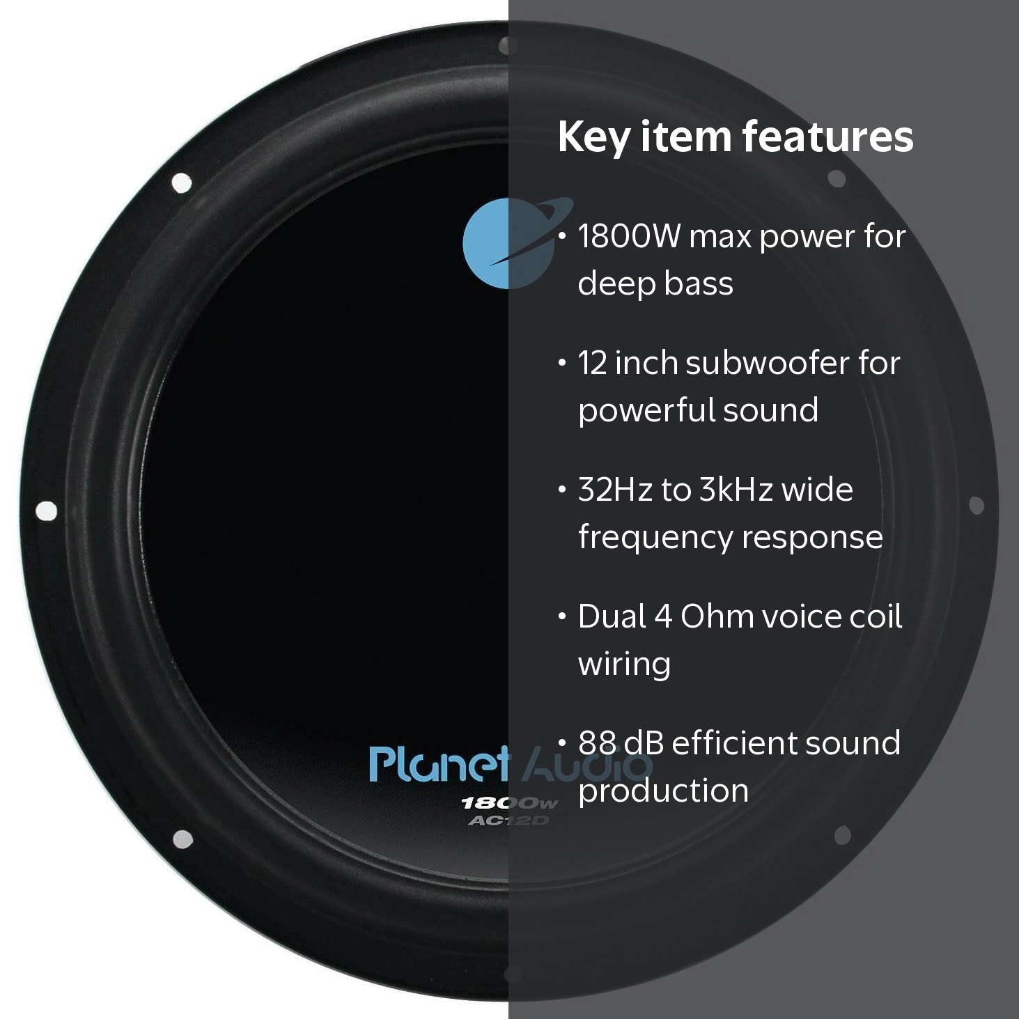 Planet Audio AC12D 12 Inch Dual 4 Ohm, 1800W DVC Car Audio Power