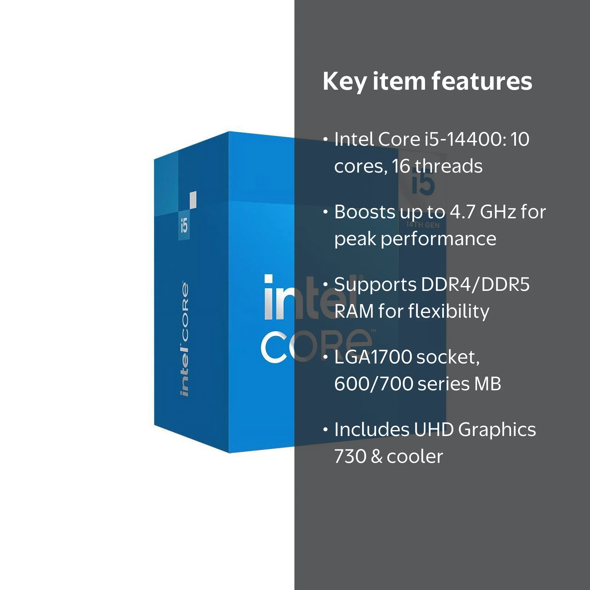 Intel Core i5-14400 Desktop Processor - 10 Cores (6P+4E) & 16