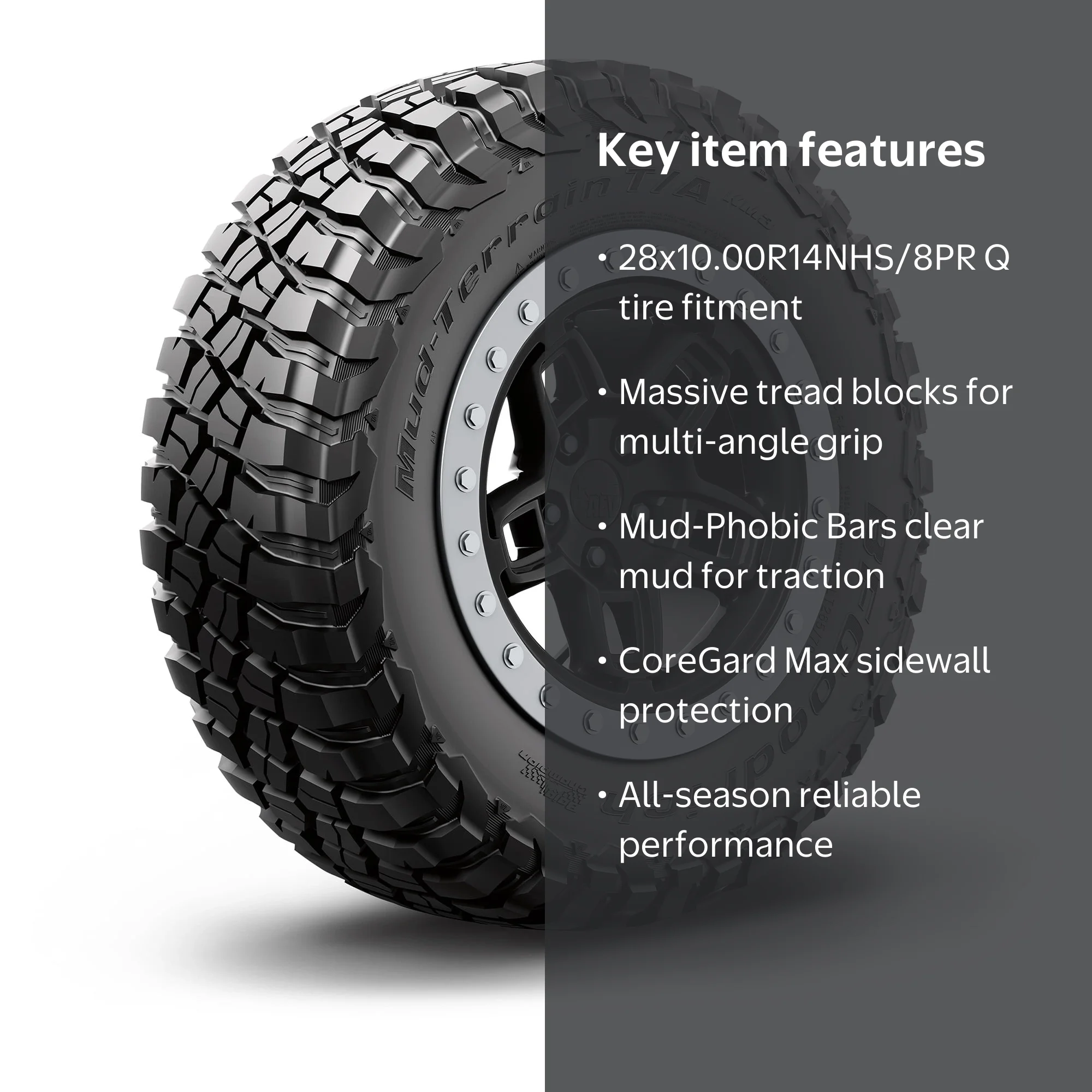 BFGoodrich Mud-Terrain T/A KM3 Off-Road Tire 28x10.00R14NHS/8PR Q