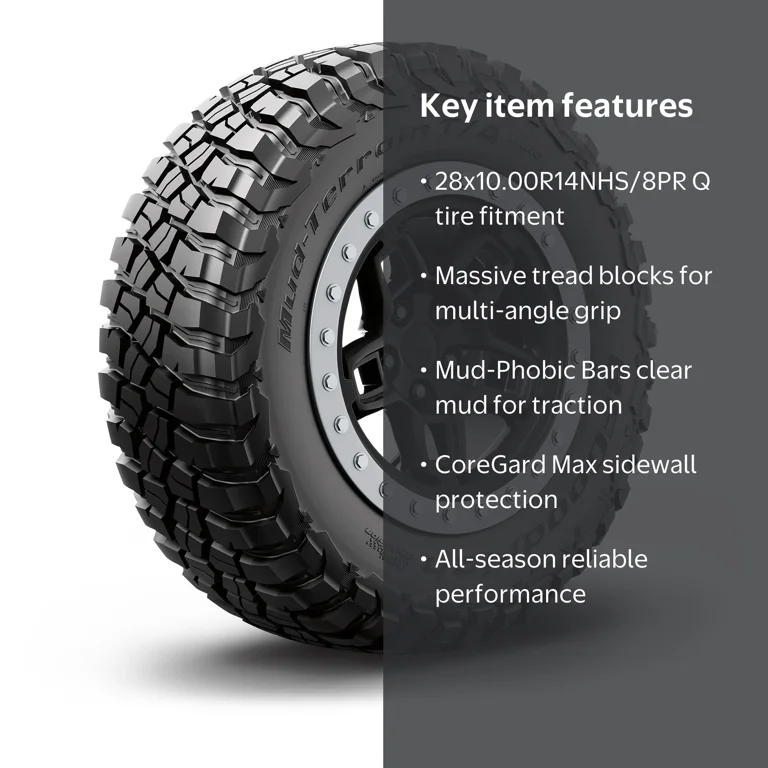 BFGoodrich Mud-Terrain T/A KM3 Off-Road Tire 28x10.00R14NHS/8PR Q