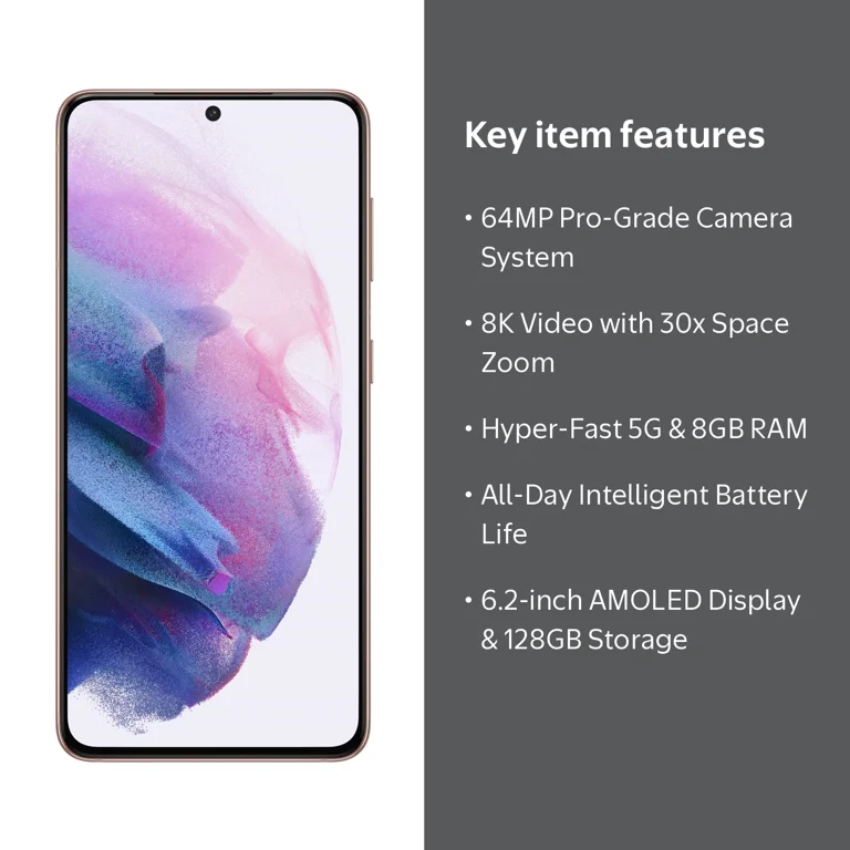 Samsung Galaxy S21 5G, 128GB Violet - Unlocked - Walmart.com