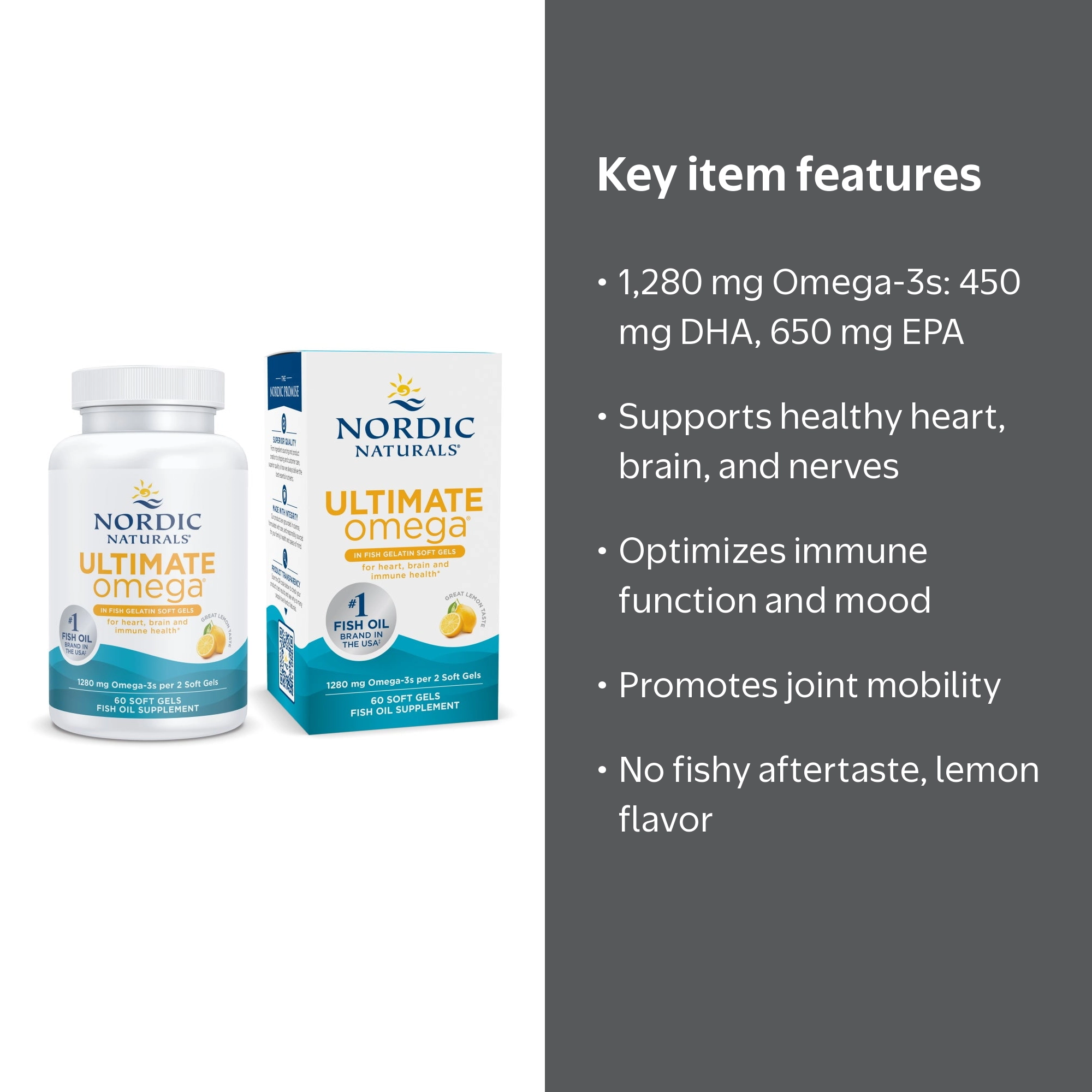Nordic Naturals Omega Fish Oil DHA Complete, High-Intensity Lemon