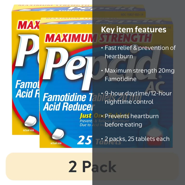 Pepcid AC Maximum Strength for Heartburn, 50 & 75 ct 2 Pack, 125 ct