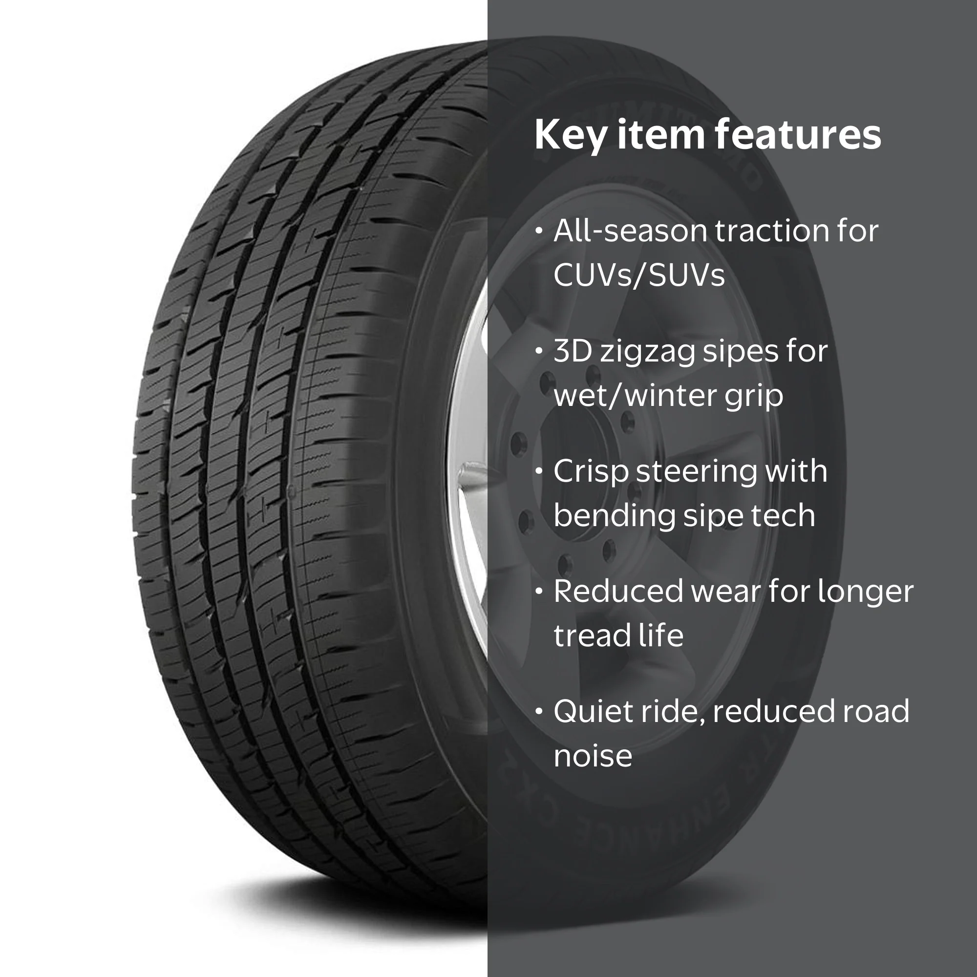 Sumitomo HTR Enhance CX2 SUV/Crossover Tire, All-Season, 235/50R19