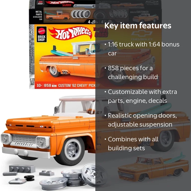 MATTEL BRICK SHOP, Toy, Hot Wheels Custom 62 Chevy Pickup, 858pc