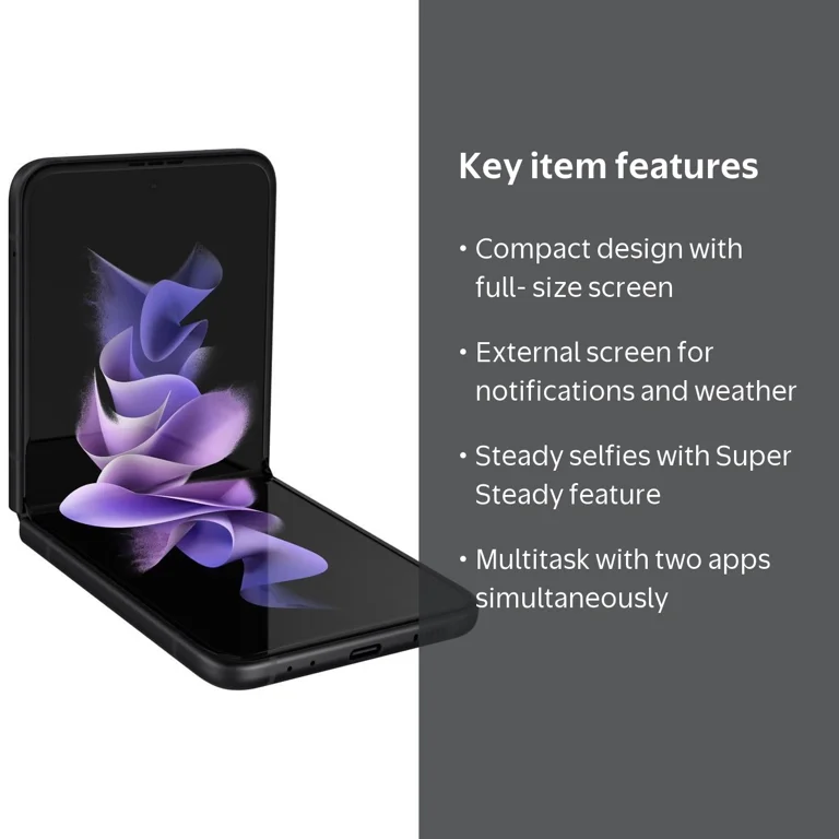 Samsung, Galaxy Z Flip 3 5G, 128GB, Phantom Black, Dual Camera