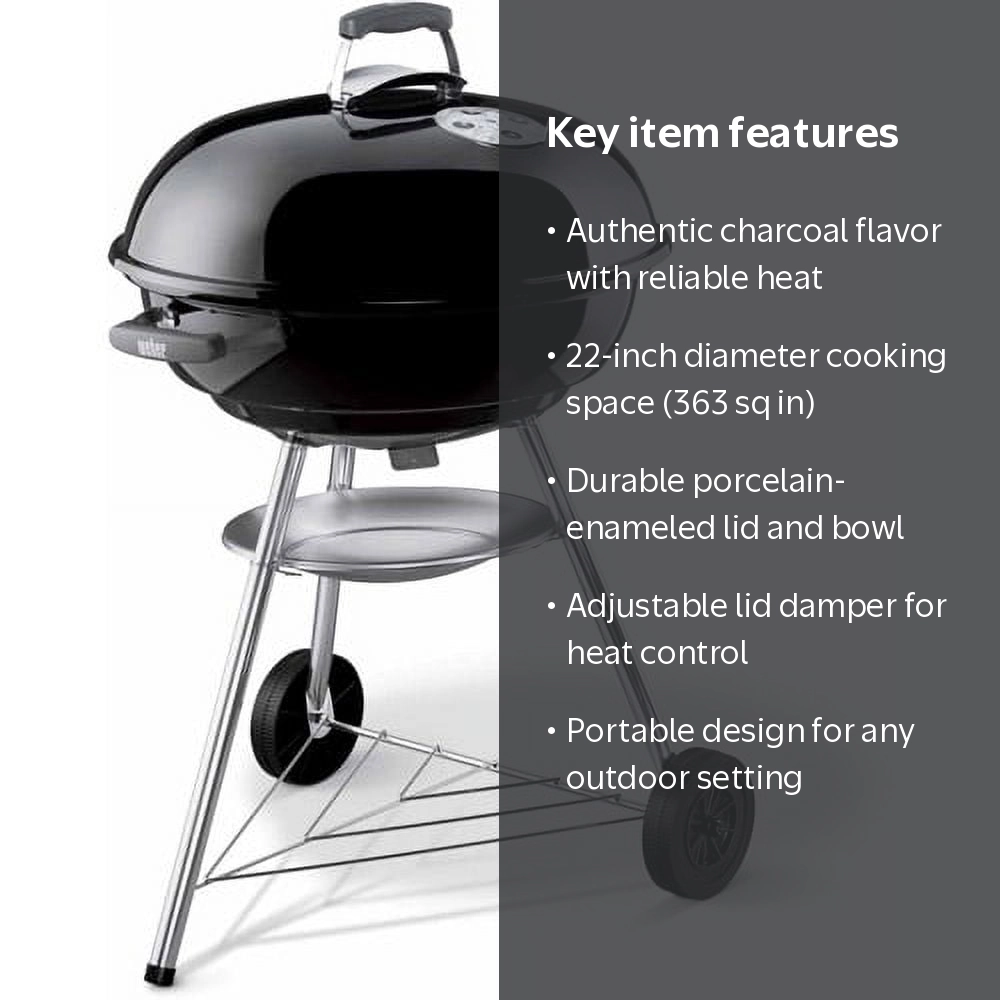 Weber, Charcoal Grill, 22 inch Black Jumbo Joe Premium - Walmart.com