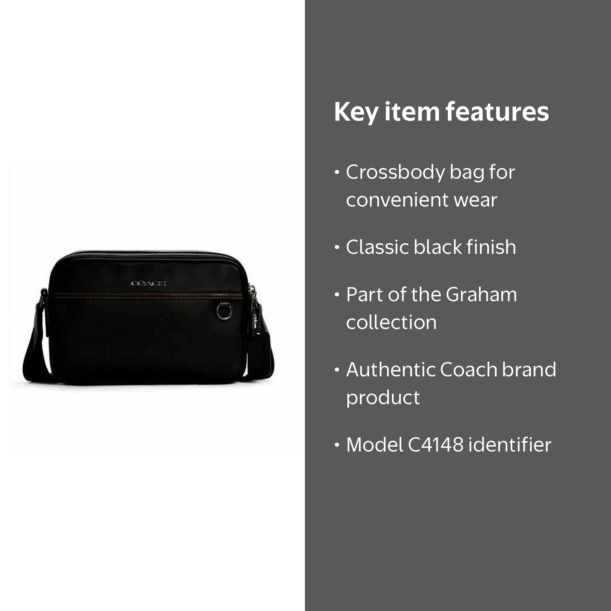 Coach C4148 Graham Crossbody In Black - Walmart.com