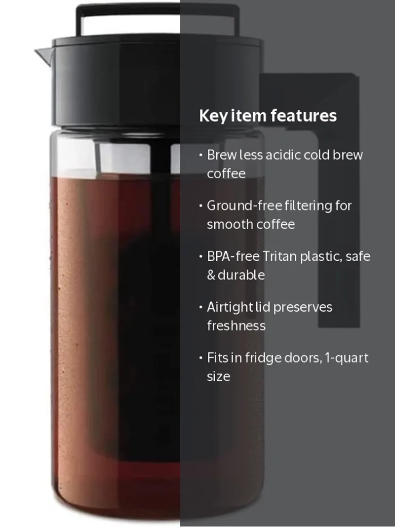 Takeya, Cold Brew Coffee Maker, 1 Qt, Airtight Black Lid - Walmart.com