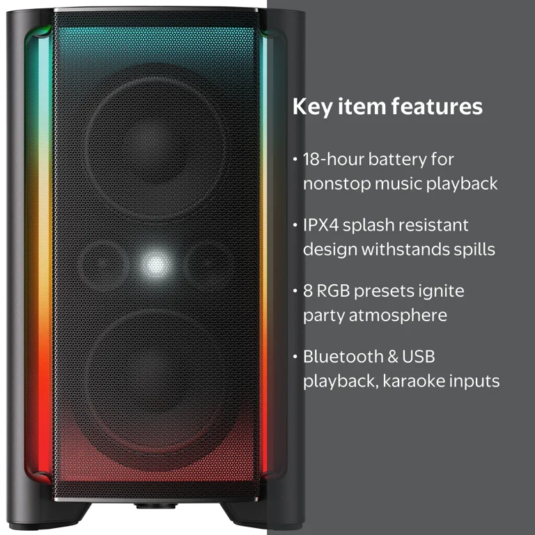 TCL Portable Bluetooth Party Speaker with 340W Powerful Sound, 8