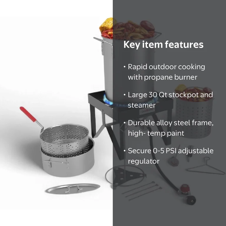 Gas One, Outdoor Cookware, 30 Qt Stockpot and Propane Burner Set