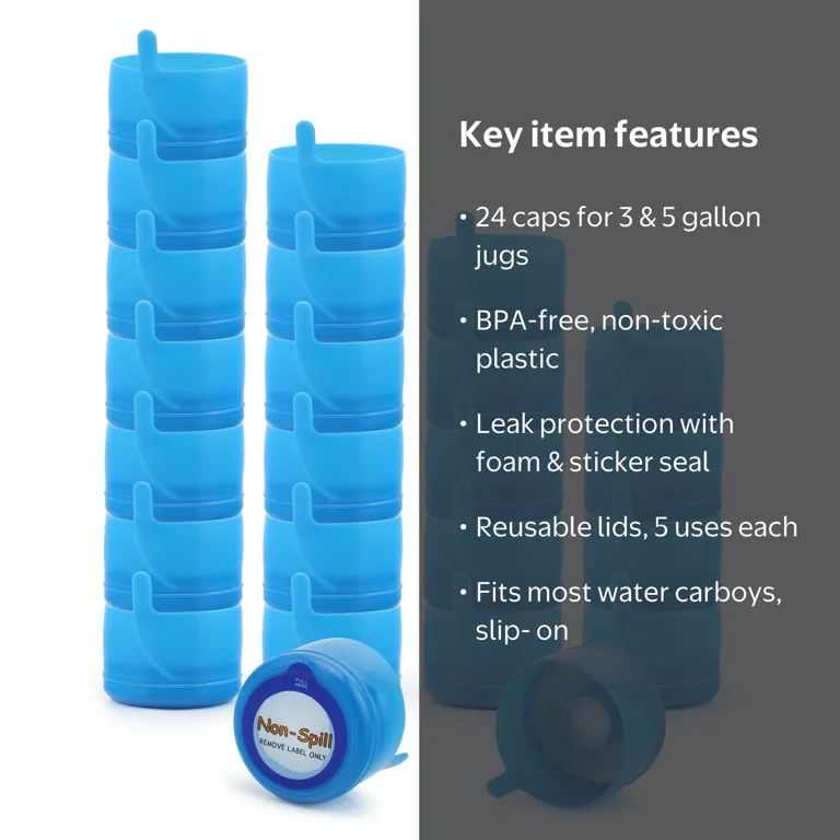 Cornucopia Brands, Water Jug Replacement Caps, 3 and 5 Gallon, 24