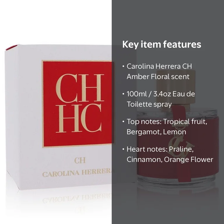 Carolina Herrera CH Eau de Toilette for Women, Amber Floral