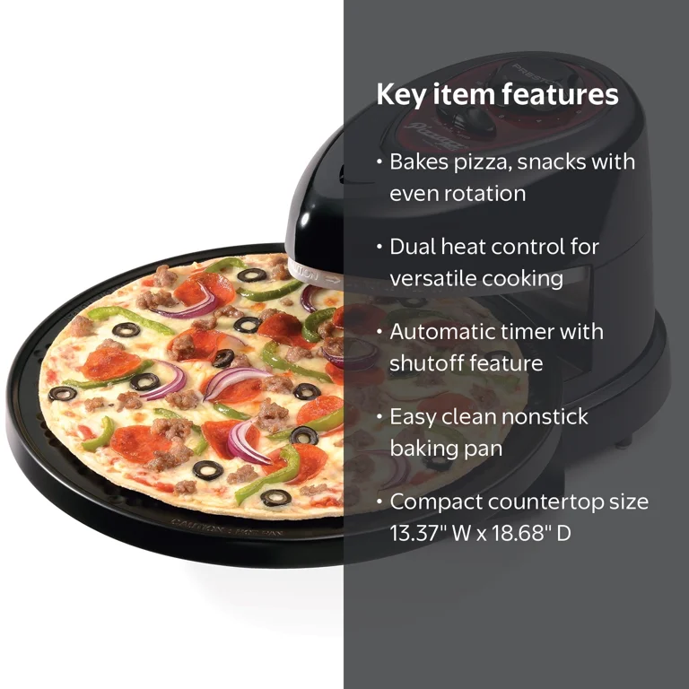 Presto, Rotating Pizza Oven, Black, Open-Oven Design - Walmart.com