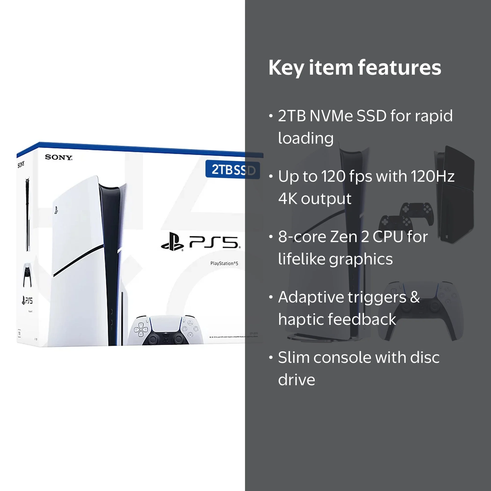 PlayStation 5 Slim, 2TB SSD, Disc Drive, AMD Ryzen Zen 8