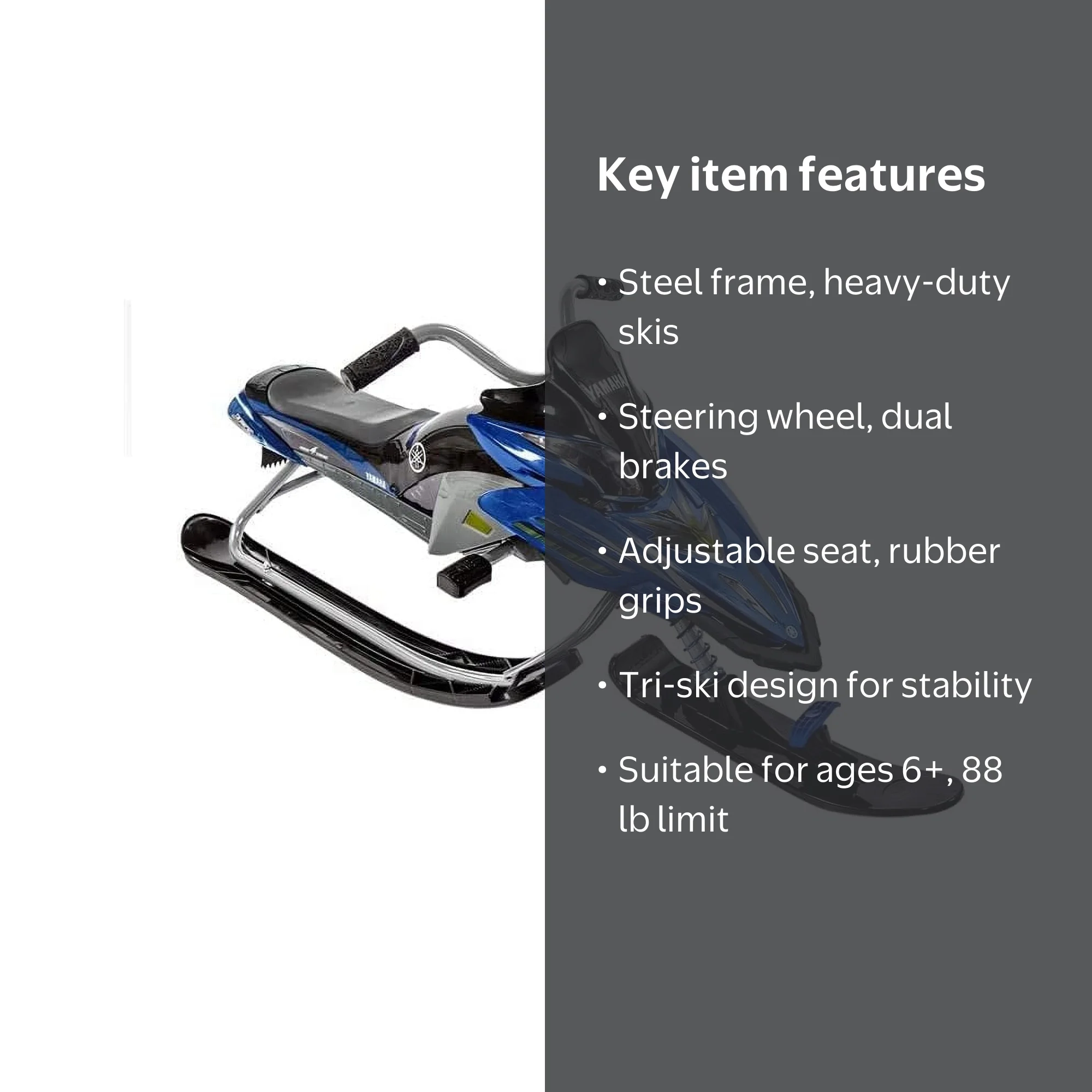 Yamaha Apex Snow Bike Sled with Steering Wheel and Foot Brakes