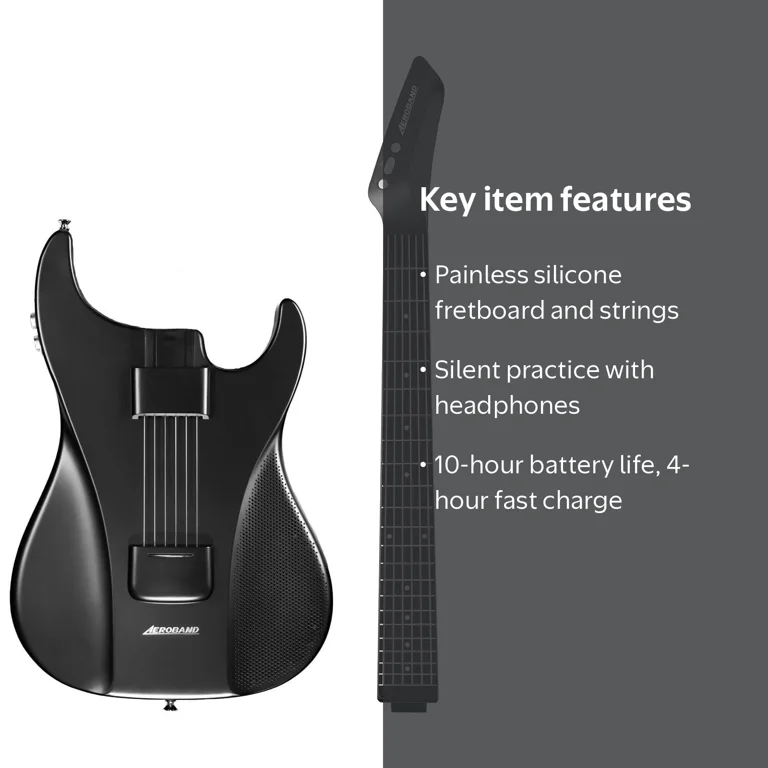 AeroBand, Guitar Stringless Acoustic Electric Guitar, Black