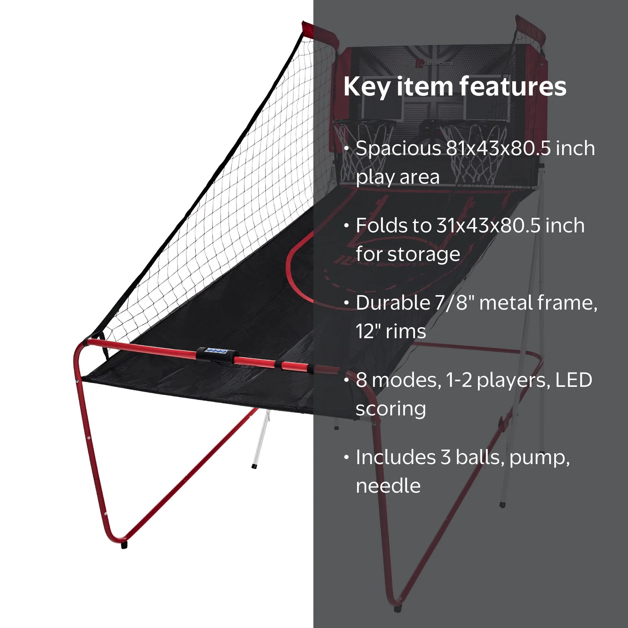 Best Shot Indoor Arcade Basketball Game, Foldable 2 Player Dual