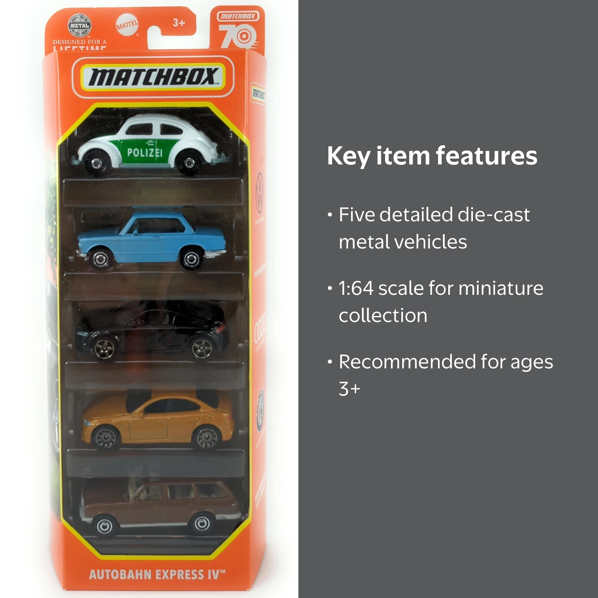 Matchbox Autobahn Express IV 5 Car Pack 1:64 Scale Die Cast