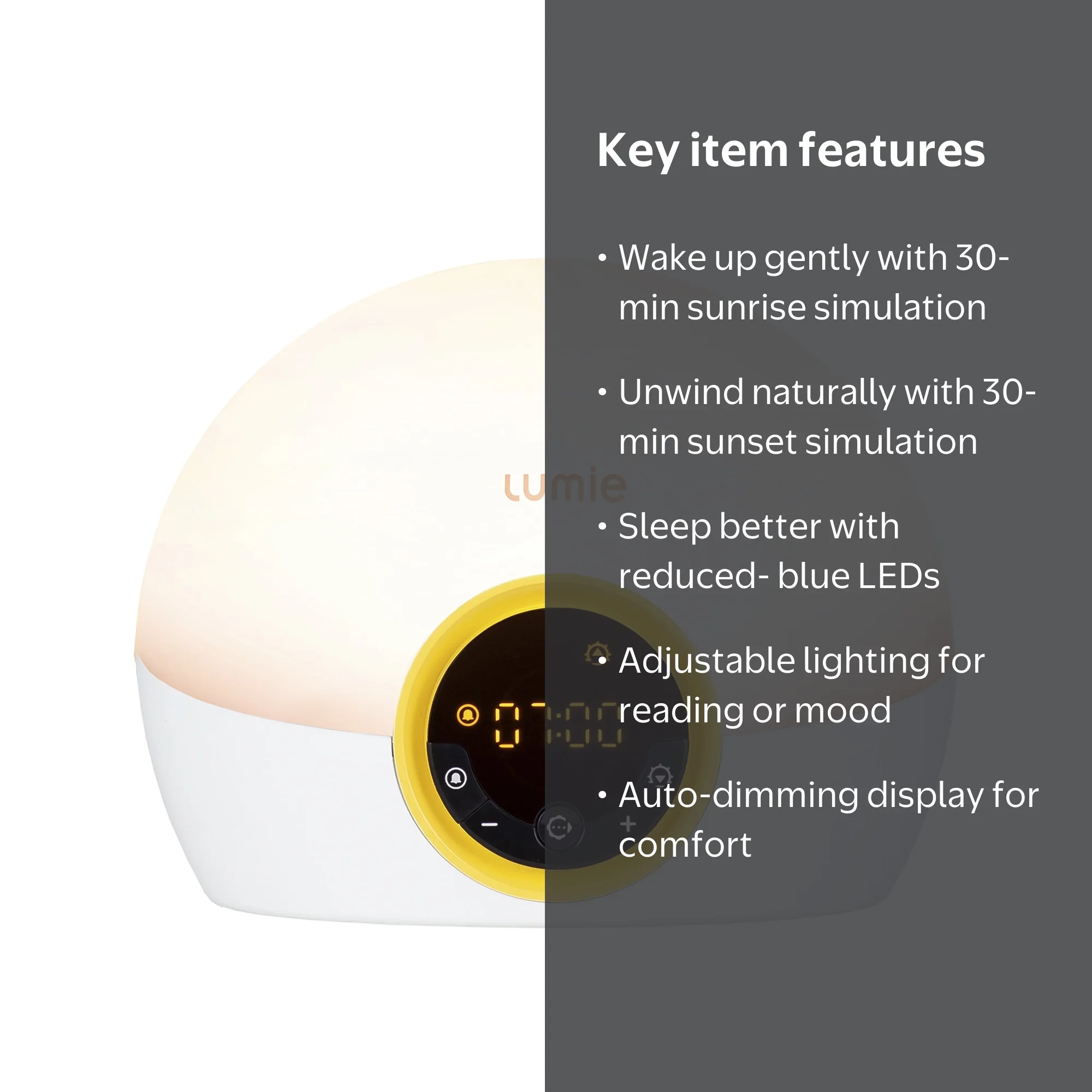 Lumie Bodyclock Rise 100 LED Wake-up Light Sunrise Alarm Clock