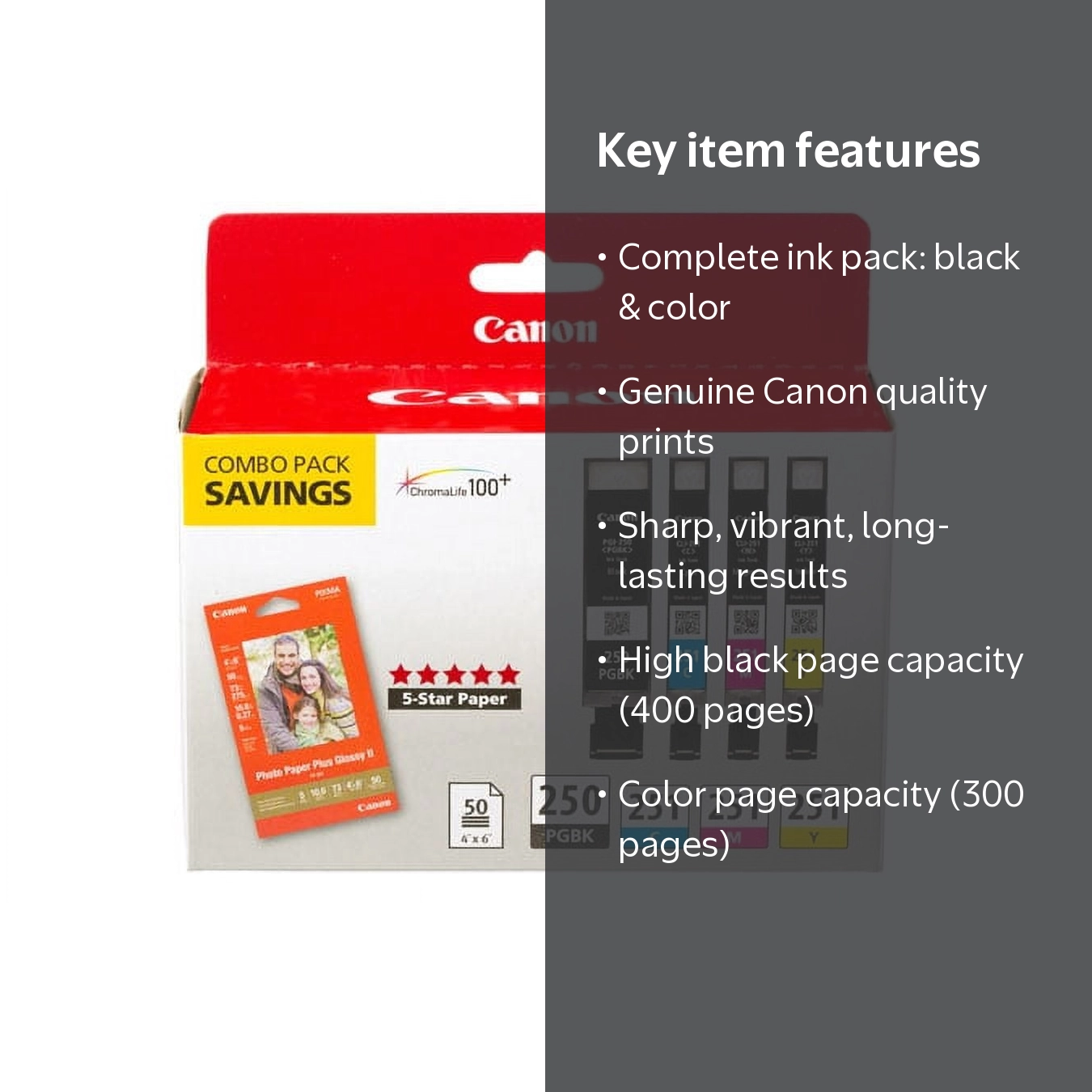 Canon PGI-250/CLI-251 Monochrome Combo Pack, Black - Walmart.com