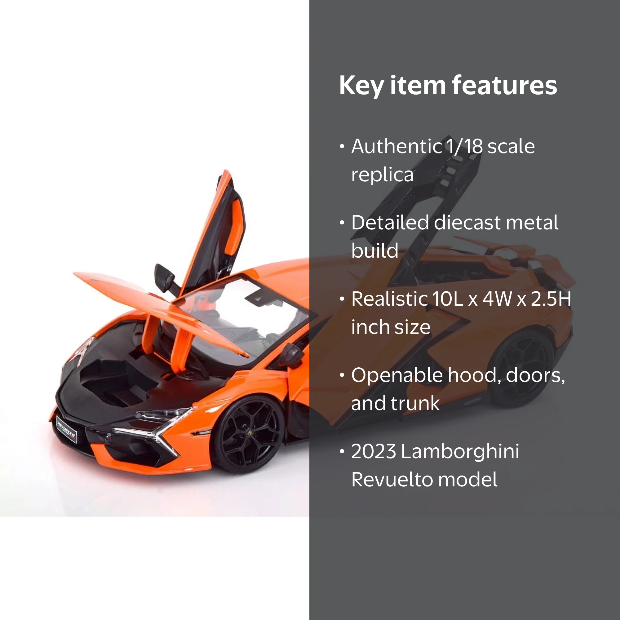 Maisto 2023 Lamborghini Revuelto Hardtop, Orange, 1/18 Scale