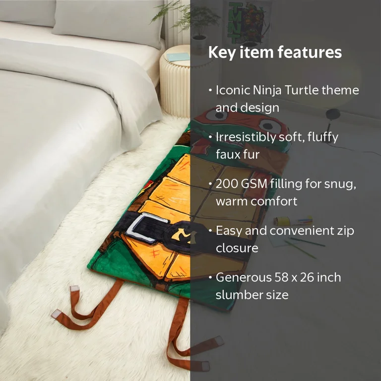 Teenage Mutant Ninja Turtle, Kids Faux Fur Figural Slumber Bag