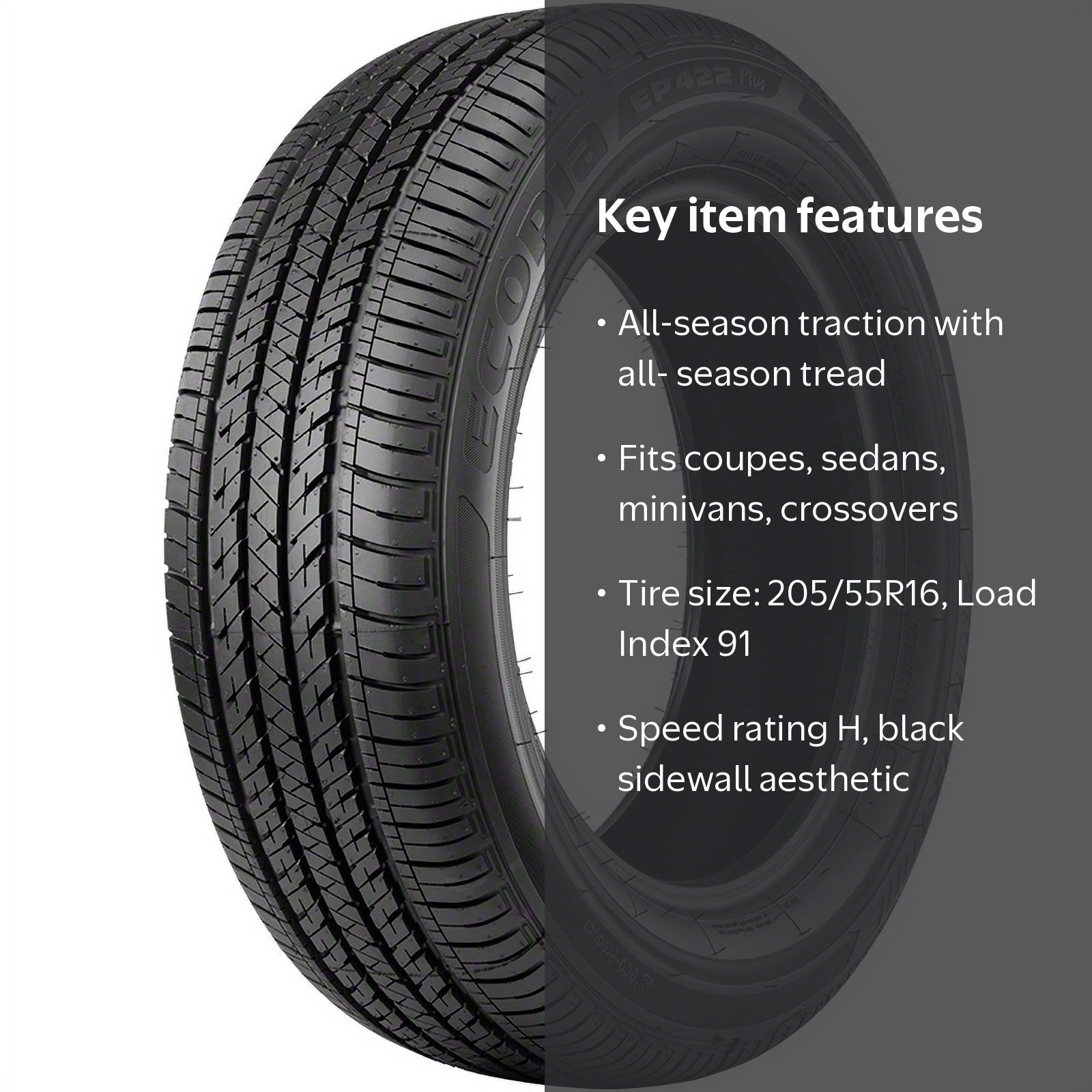 Bridgestone Ecopia EP422 Plus 205/55R16 91 H Tire - Walmart.com