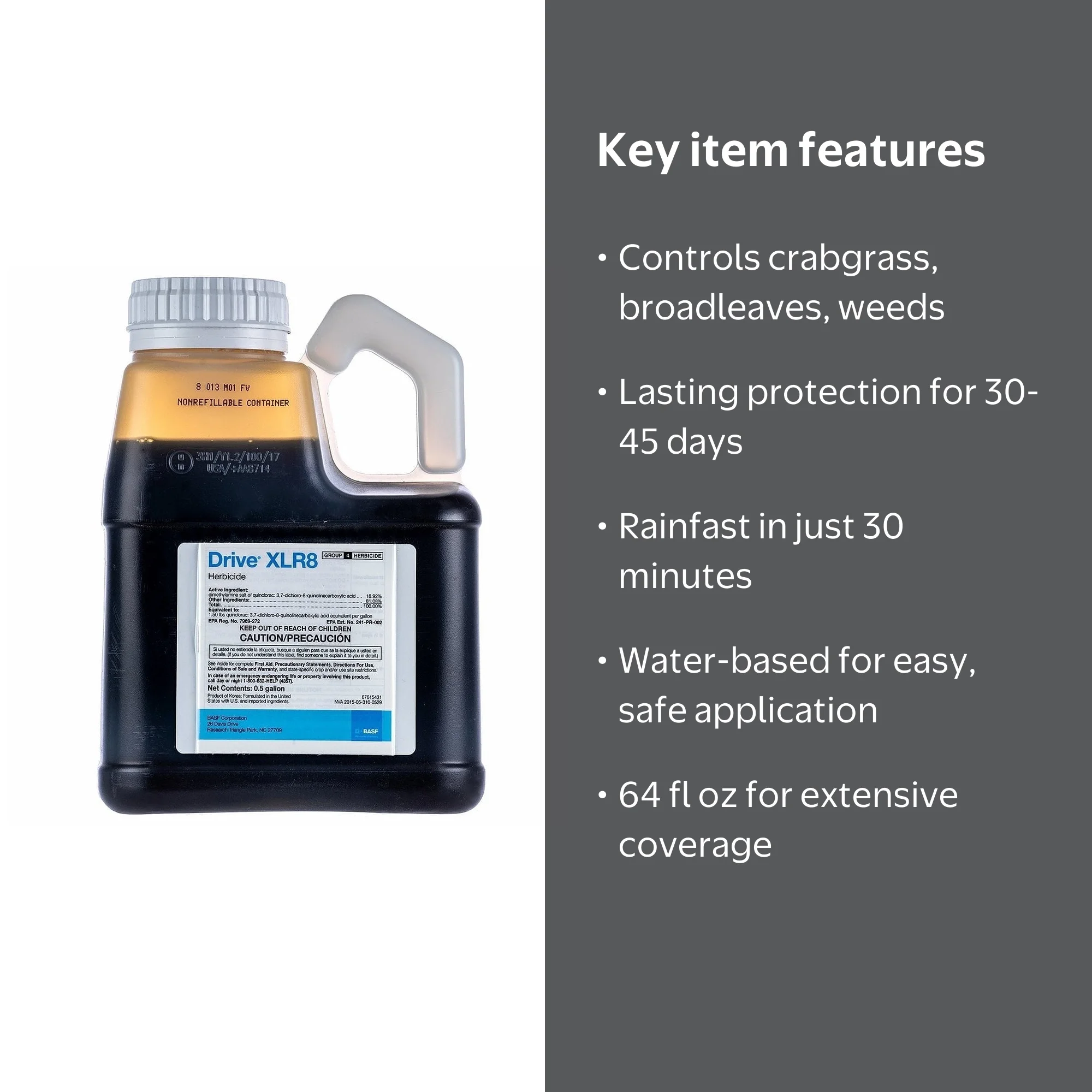 BASF Drive XLR8 Herbicide, 64 fl oz, Unsurpassed Crabgrass and