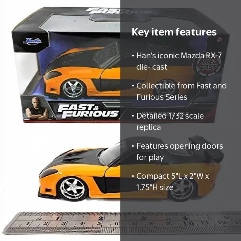Jada Toys Fast & Furious 1:32 Han's Mazda RX-7 Die-cast Car, Toys