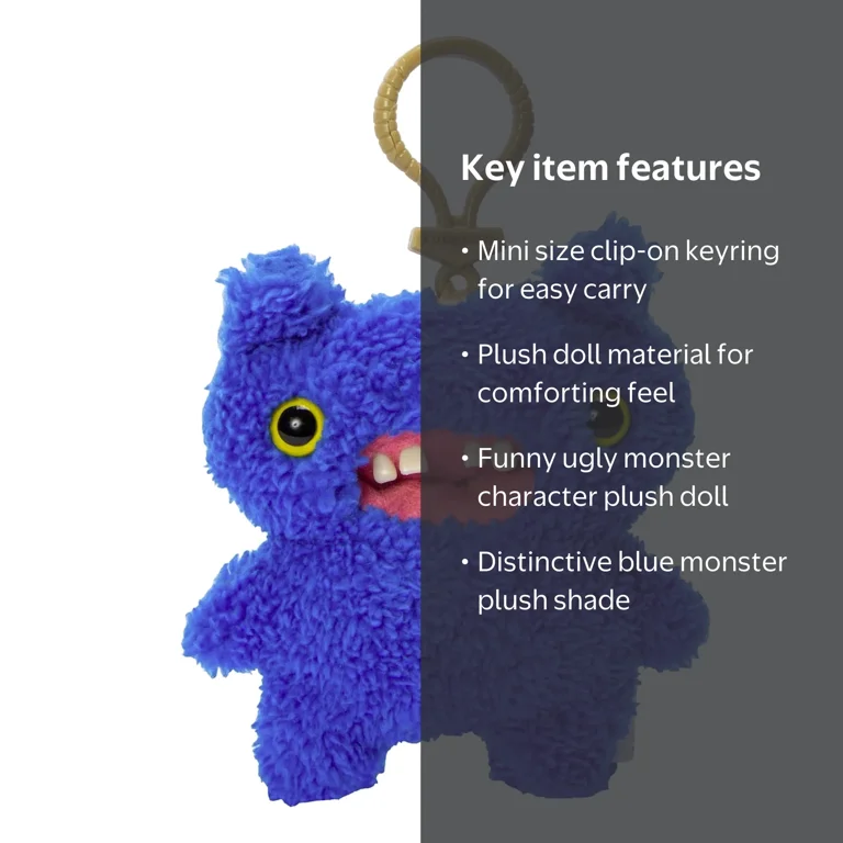 Fuggler, Mini Plush, Blue Ugly Monster, Clip-On Keyring - Walmart.com