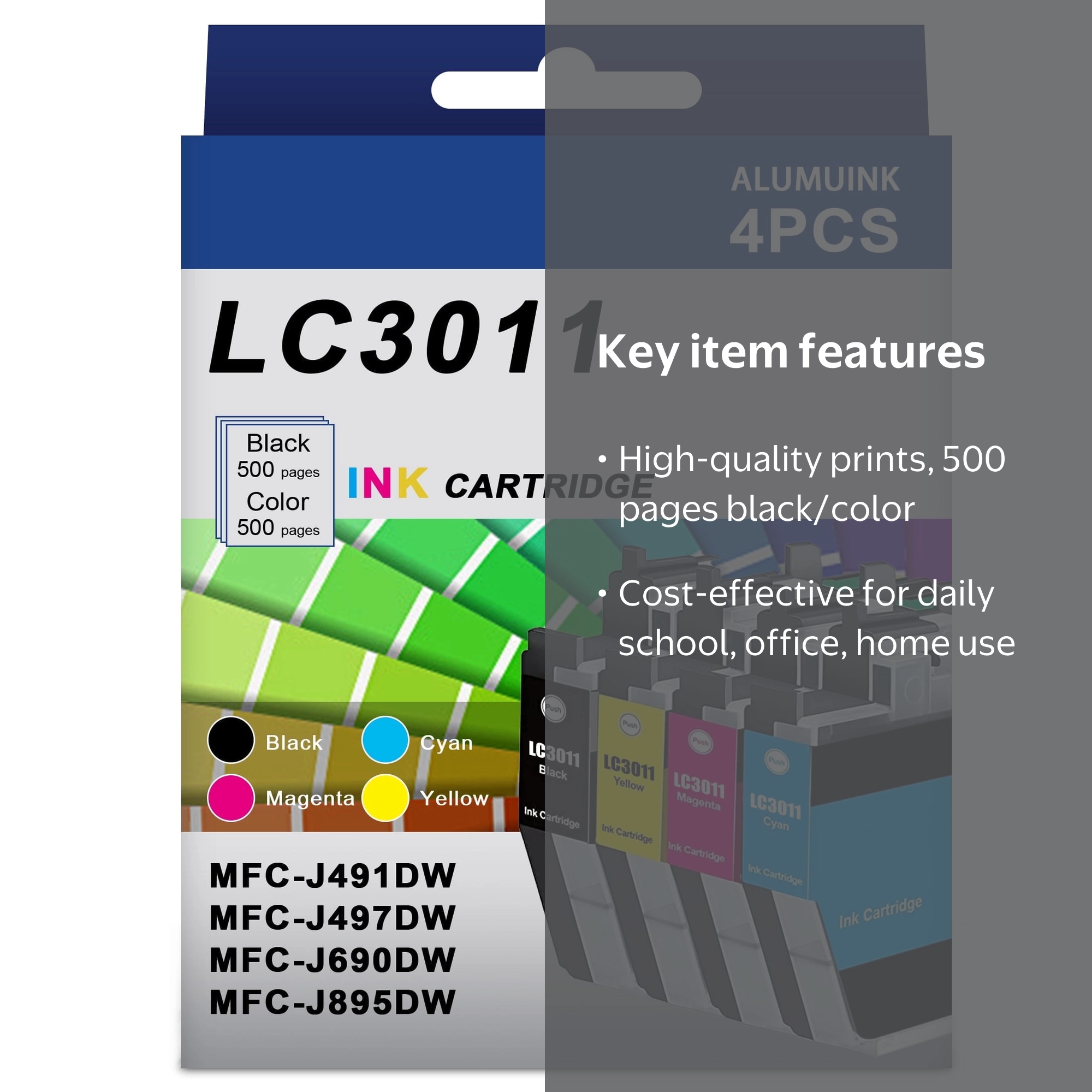 Brother LC3011 Ink Cartridge 4-Pack Replacement for MFC-J491DW