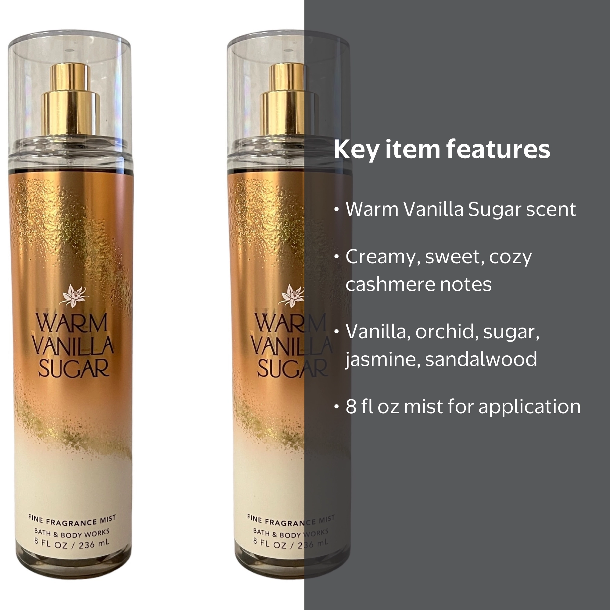 Bath & Body Works Warm Vanilla Sugar Mist Set 8 fl oz with Vanilla