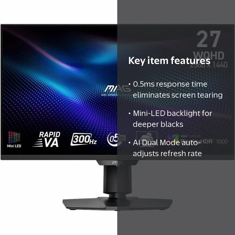 MSI, Gaming Monitor, 27 inch WQHD, Mini LED, Rapid IPS - Walmart.com