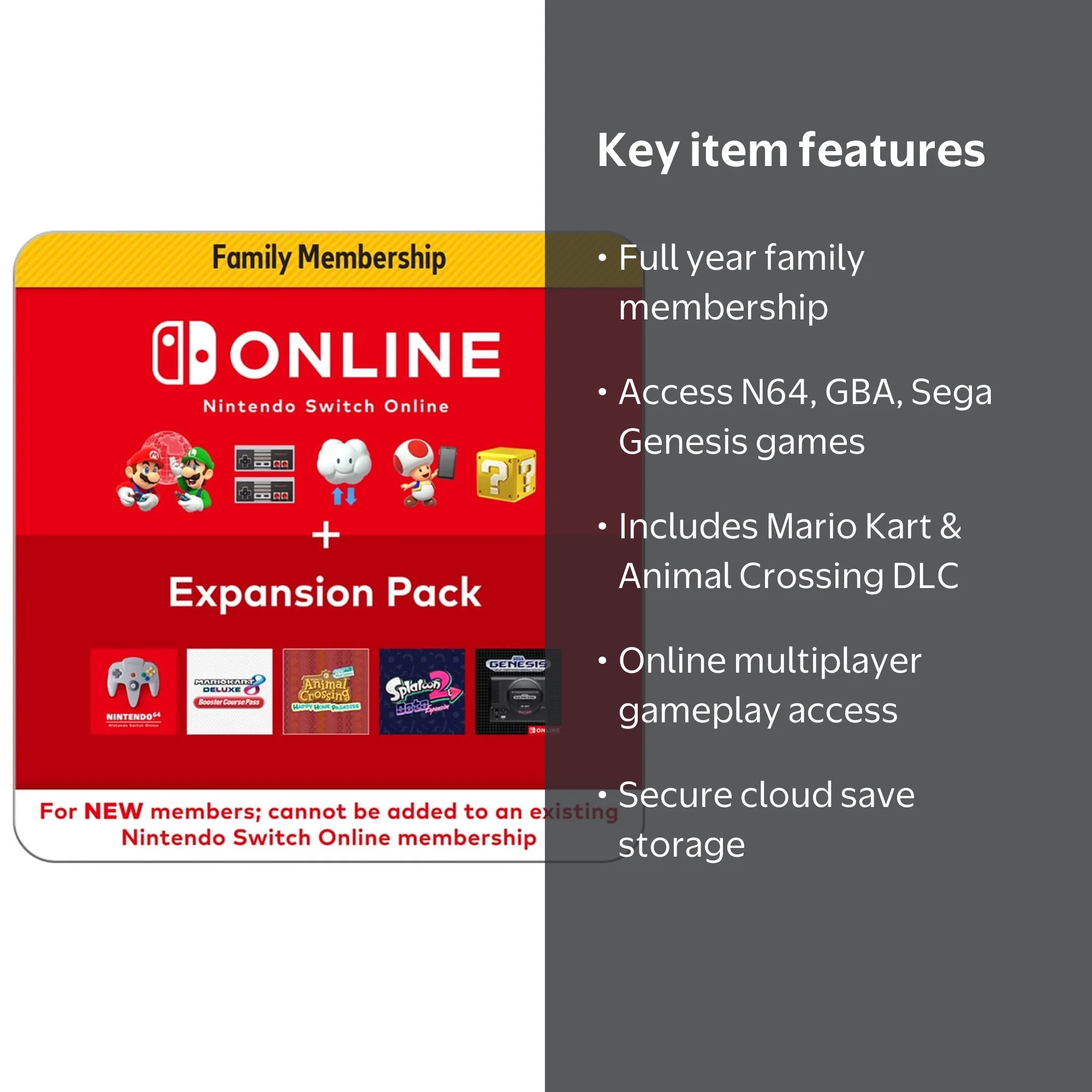 Nintendo Switch Online 12 Month Family Membership + Expansion Pack
