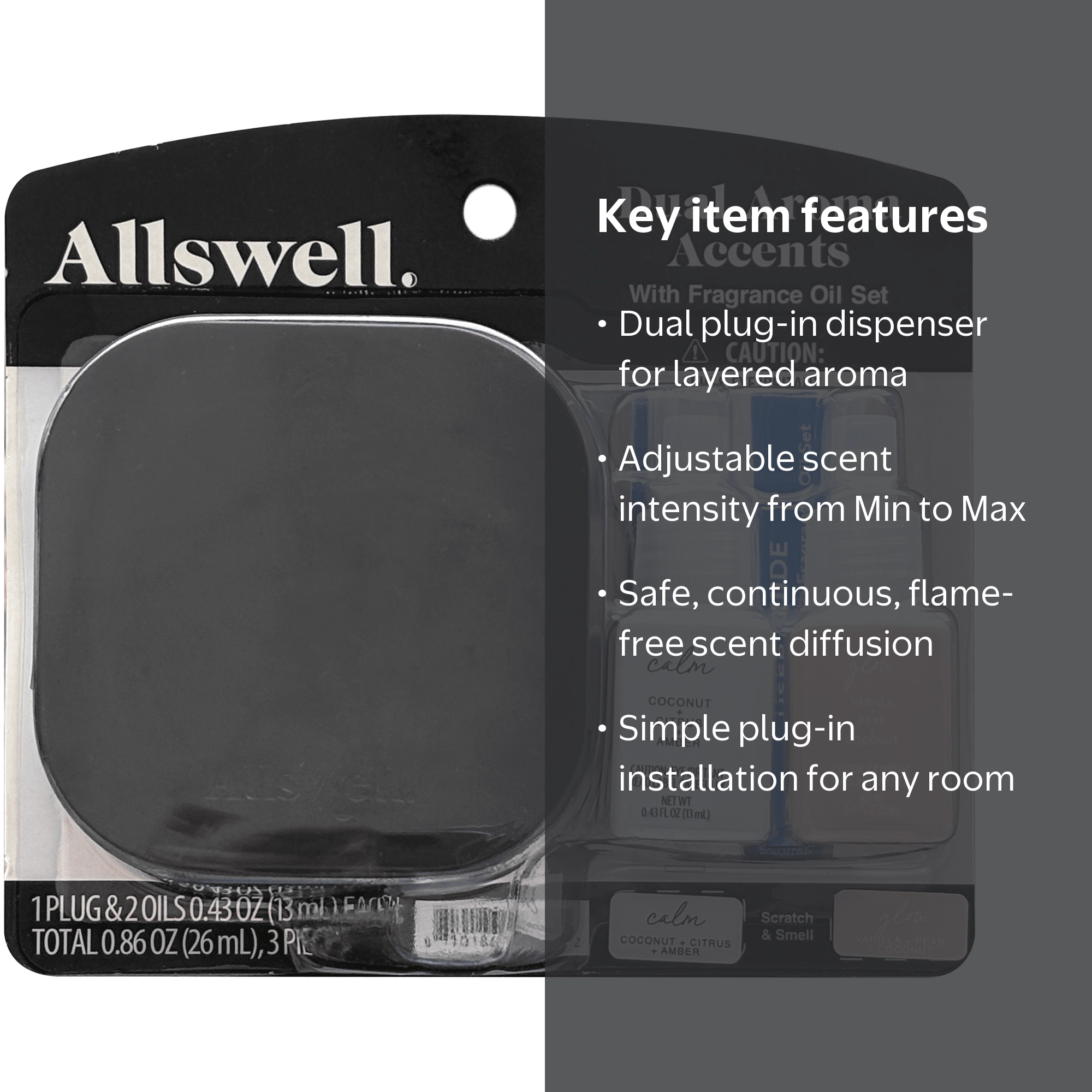 SODウォーター AMEX AMEXプラス 3本セット Allswell Dual Plug-In Aroma Accent Dispenser Set with 2 Oils, Calm